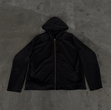 Load image into Gallery viewer, Black Double Hooded Zip Up