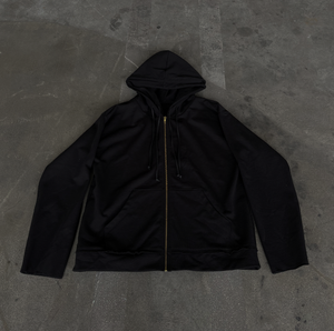 Black Double Hooded Zip Up