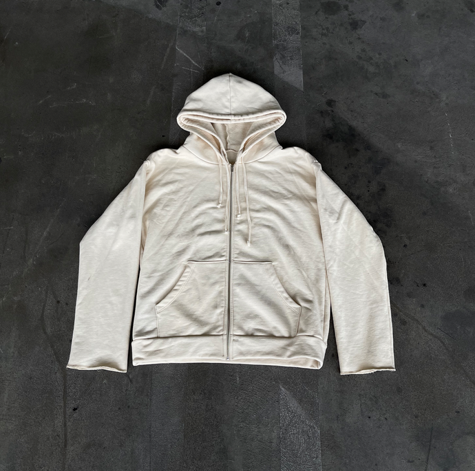 Cream Double Hooded Zip Up