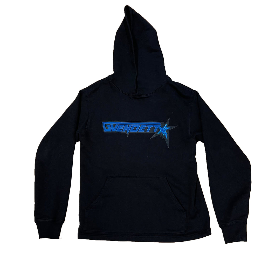 Gvendetta Embroidered Hoodie w Stones (Black/Blue)