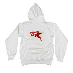 Gvendetta Double Embroidered Hoodie w Stones (White/Red)