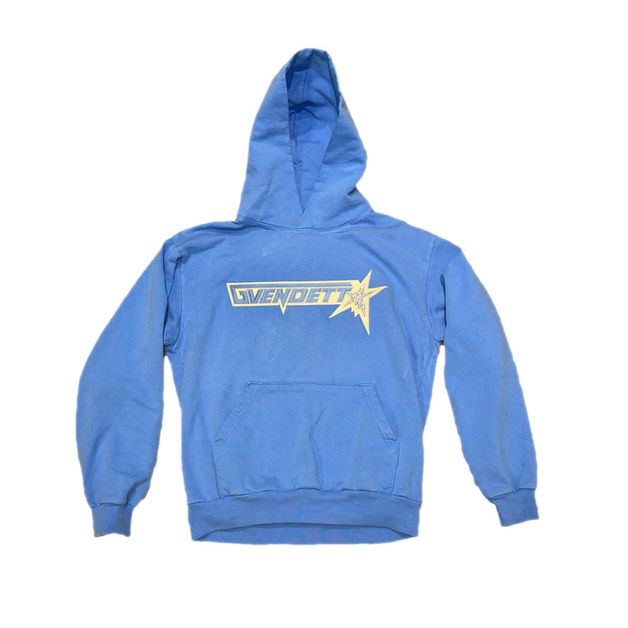 Gvendetta Double Embroidered Hoodie w Stones (Baby Blue/White)