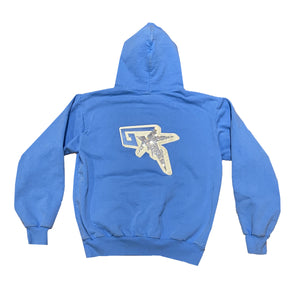 Gvendetta Double Embroidered Hoodie w Stones (Baby Blue/White)